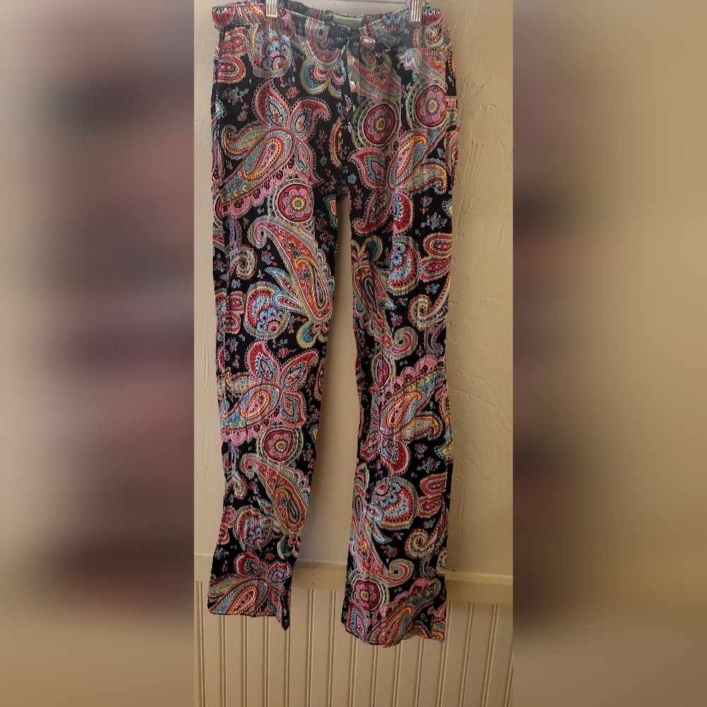 Vera Bradley Black and Pink Casual Paisley Lounge  Pants
